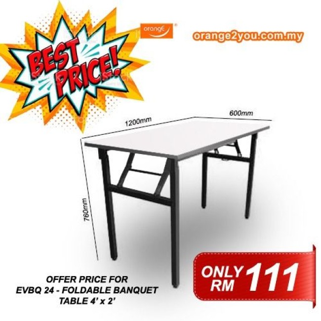 EVBQ 24 - 4' x 2' Rectangular Foldable Table | Meja Lipat Banquet